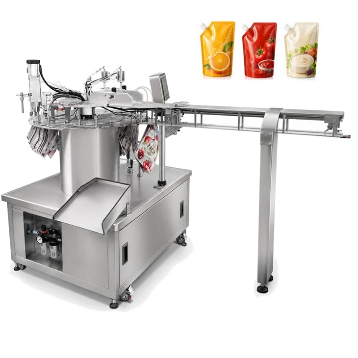 Dual-Head Spout Pouch Filling Capping Machine